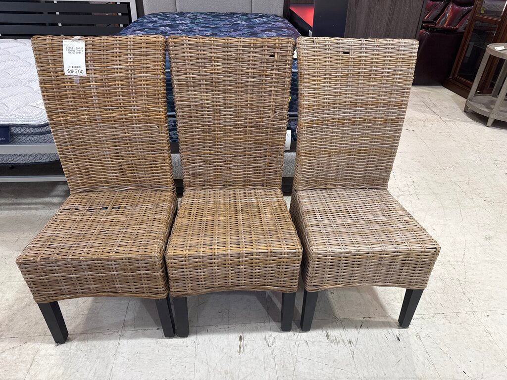 82864 - Set of 6 Rattan Dining Chairs 19x22x18/41