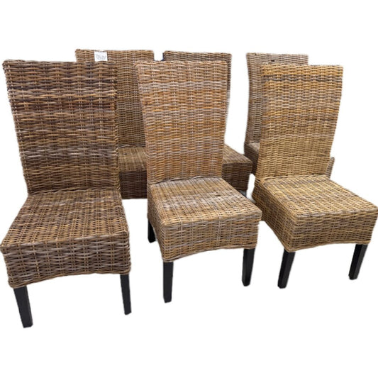 82864 - Set of 6 Rattan Dining Chairs 19x22x18/41