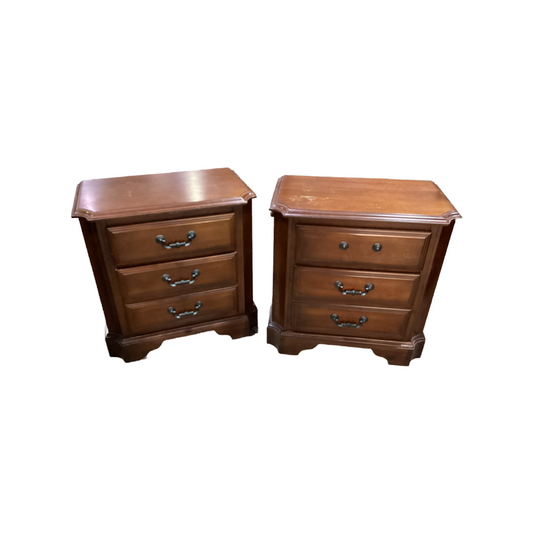 80596 - Pair Of Ashley Inlay Nightstands 26x16x25