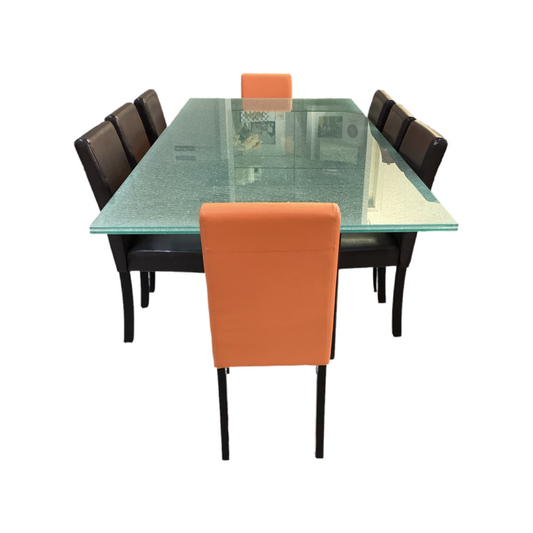 80658 Mark Hawley Design 9Pc Shattered Glass Dining Table 90x42x30