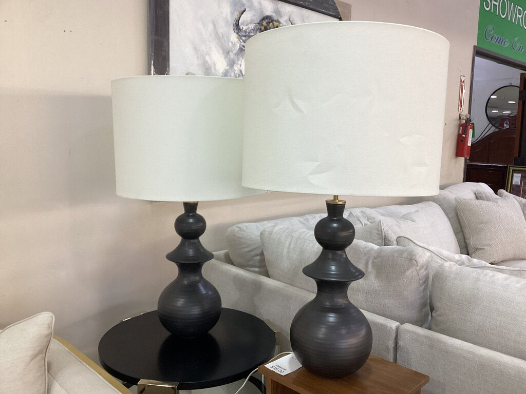 80662 - Pair Of Kate Spade New York Saxon 35" Tall Designer Lamps