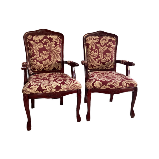 80686 Pair Of Cherry/Floral Armchairs 24x21x40
