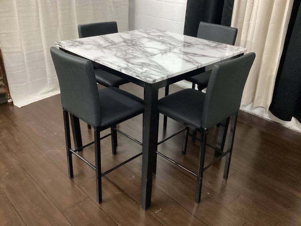 Cararra White NEW 5pc Pub Set 38x38x36