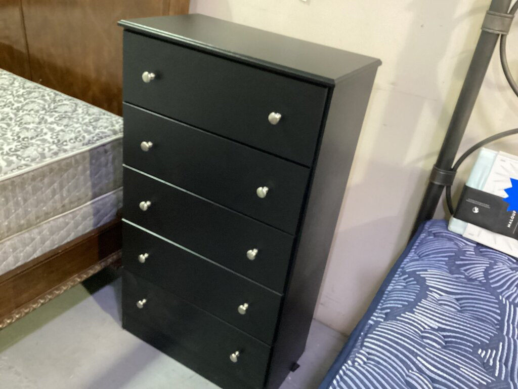80751 Black Five Drawer Chest 27x15x48