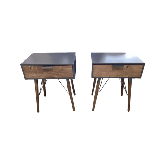 80802 Pair Of Jax Wood & Metal Accent Tables 14.0" L x 19.6" W x 23.8" H