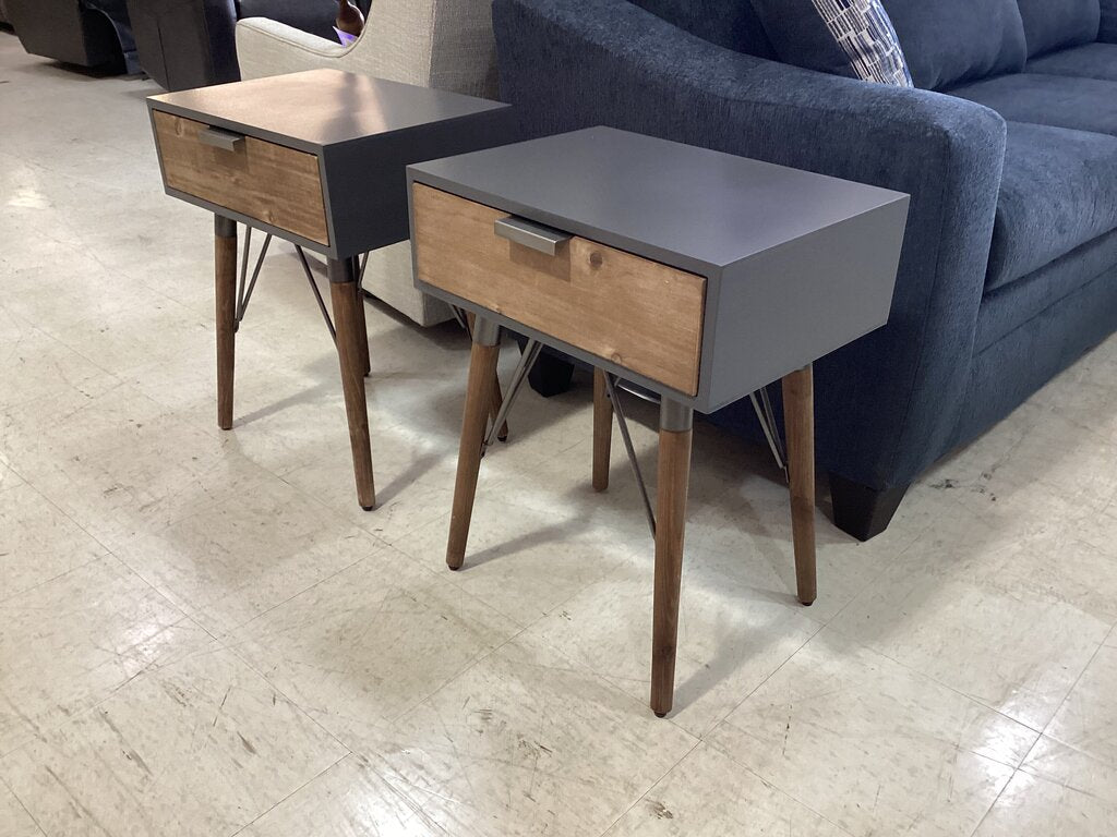 80802 Pair Of Jax Wood & Metal Accent Tables 14.0" L x 19.6" W x 23.8" H