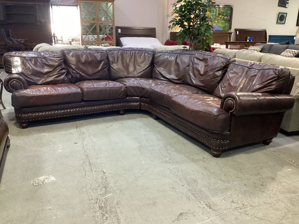 80811 Leather 2pc Curved Sectional 108x108x34