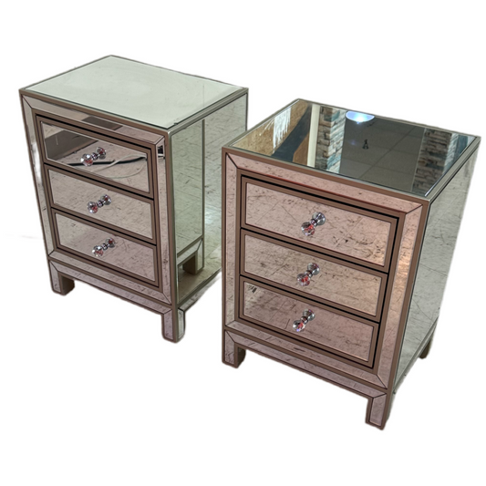 80801- Pair Of Mirrored Youth Nightstands 18x14x24