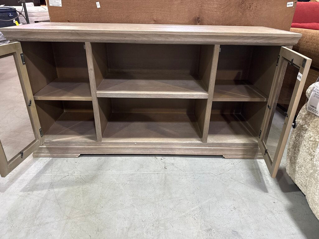 80795 - Glass Door Tan TV Console 55x17x28