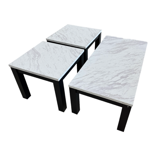 Terra White NEW 3pc Table Set 47x23x17; 23x23x20 (741099)