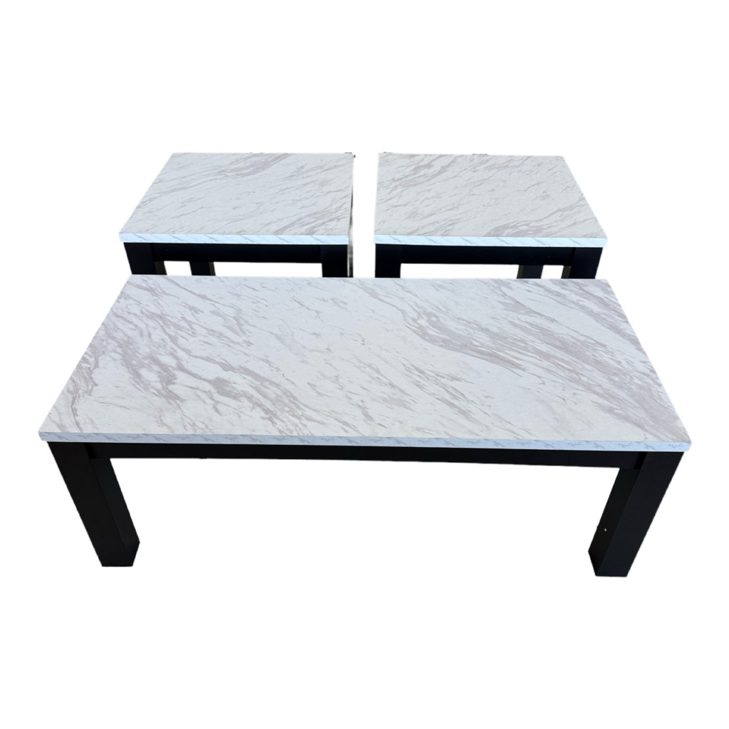 Terra White NEW 3pc Table Set 47x23x17; 23x23x20 (741099)