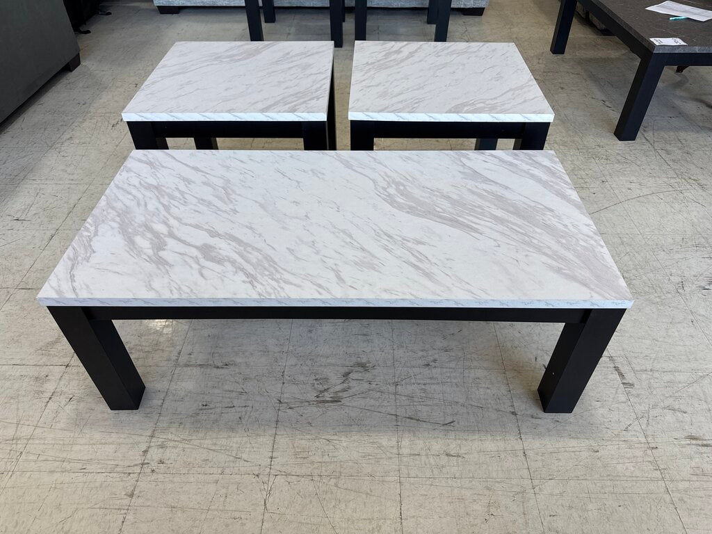 Terra White NEW 3pc Table Set 47x23x17; 23x23x20 (741099)