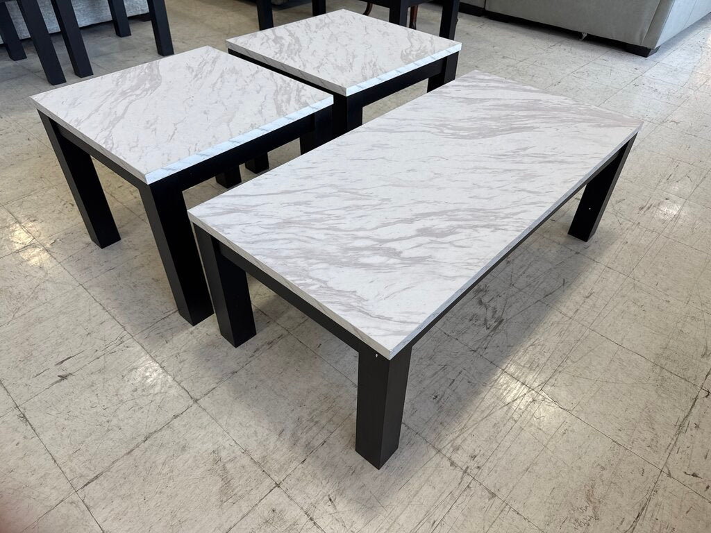 Terra White NEW 3pc Table Set 47x23x17; 23x23x20 (741099)