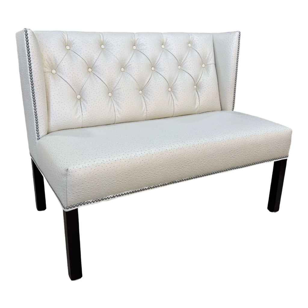 80861 - Pearl White Ostrich Embossed Settee Bench 45x45x36