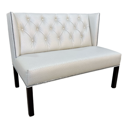 80861 - Pearl White Ostrich Embossed Settee Bench 45x45x36