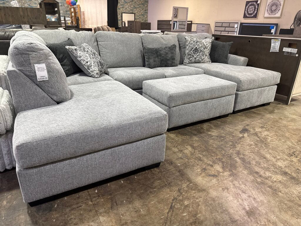 Signature Lt NEW Double Chaise Sectional & Ottoman (11030/12/16-6375) 131x87/65x39