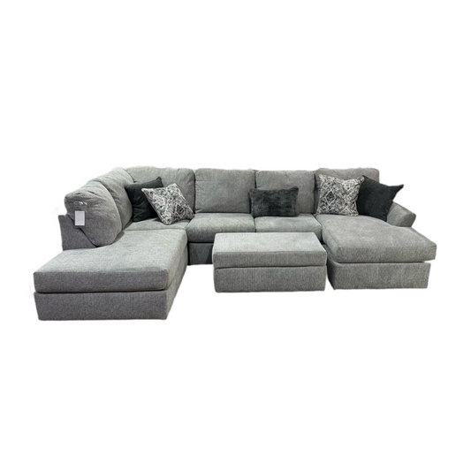 Signature Lt NEW Double Chaise Sectional & Ottoman (11030/12/16-6375) 131x87/65x39