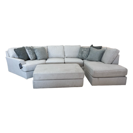 80768 - Ashley Flynndale Marble 3pc Sectional w/Ottoman 149x86x36; 53x38x20