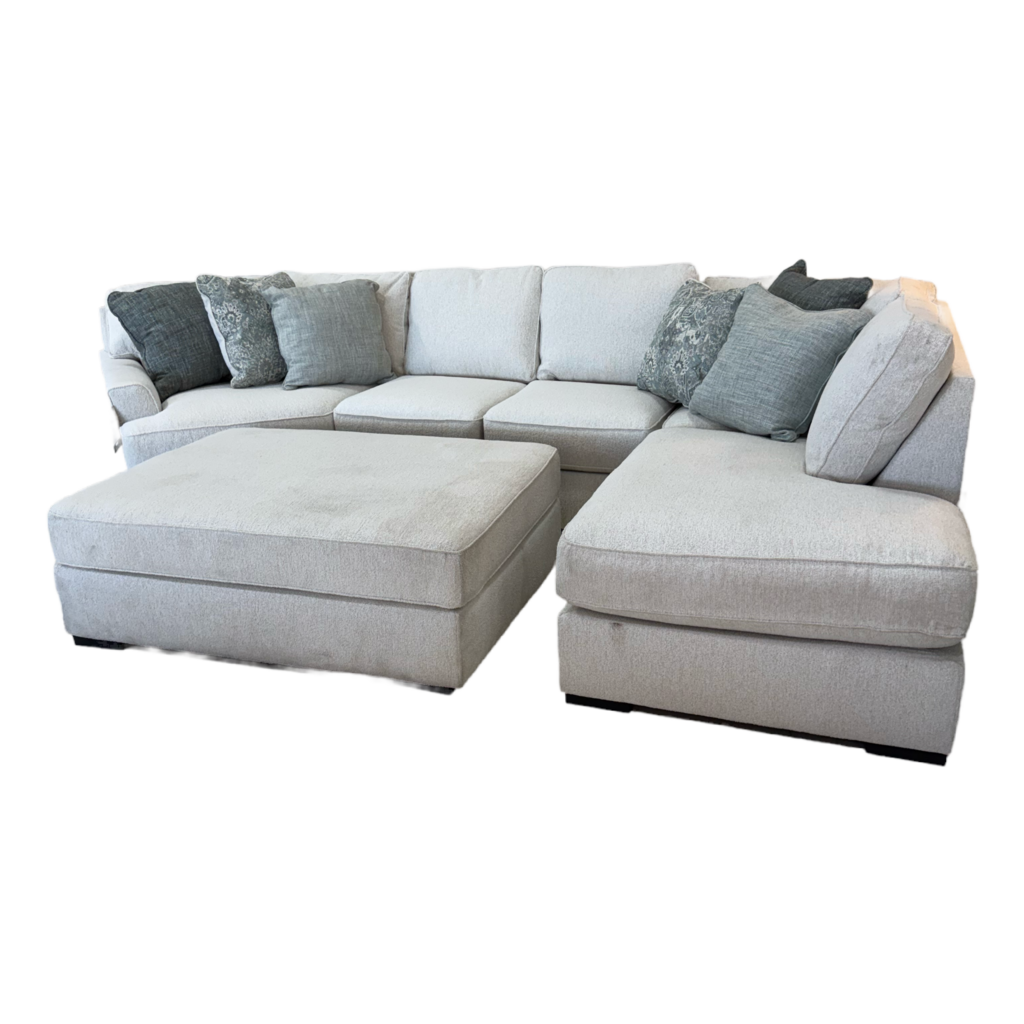 80768 - Ashley Flynndale Marble 3pc Sectional w/Ottoman 149x86x36; 53x38x20