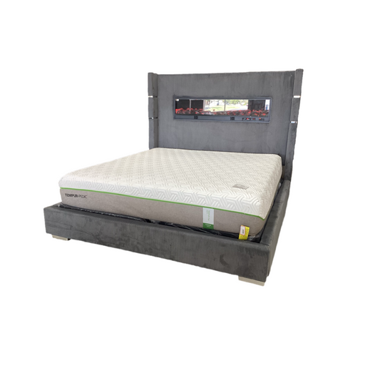 Harmony Gray NEW King Fireplace Bed Frame 84x90x67 (115040)