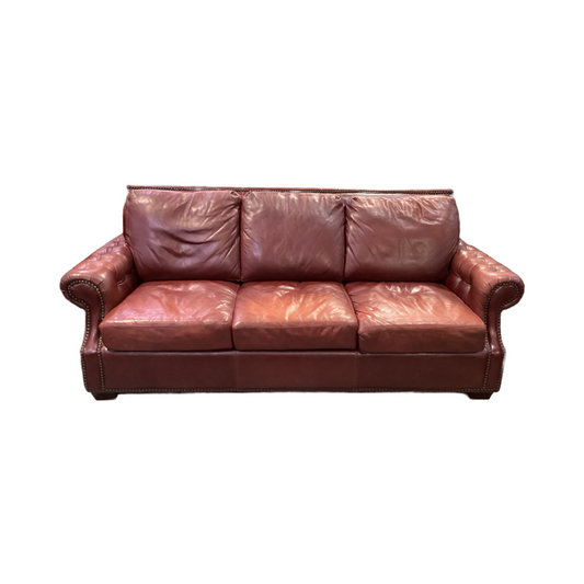 80867 Red Leather Sofa 90x34x35