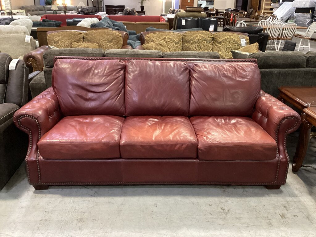 80867 Red Leather Sofa 90x34x35