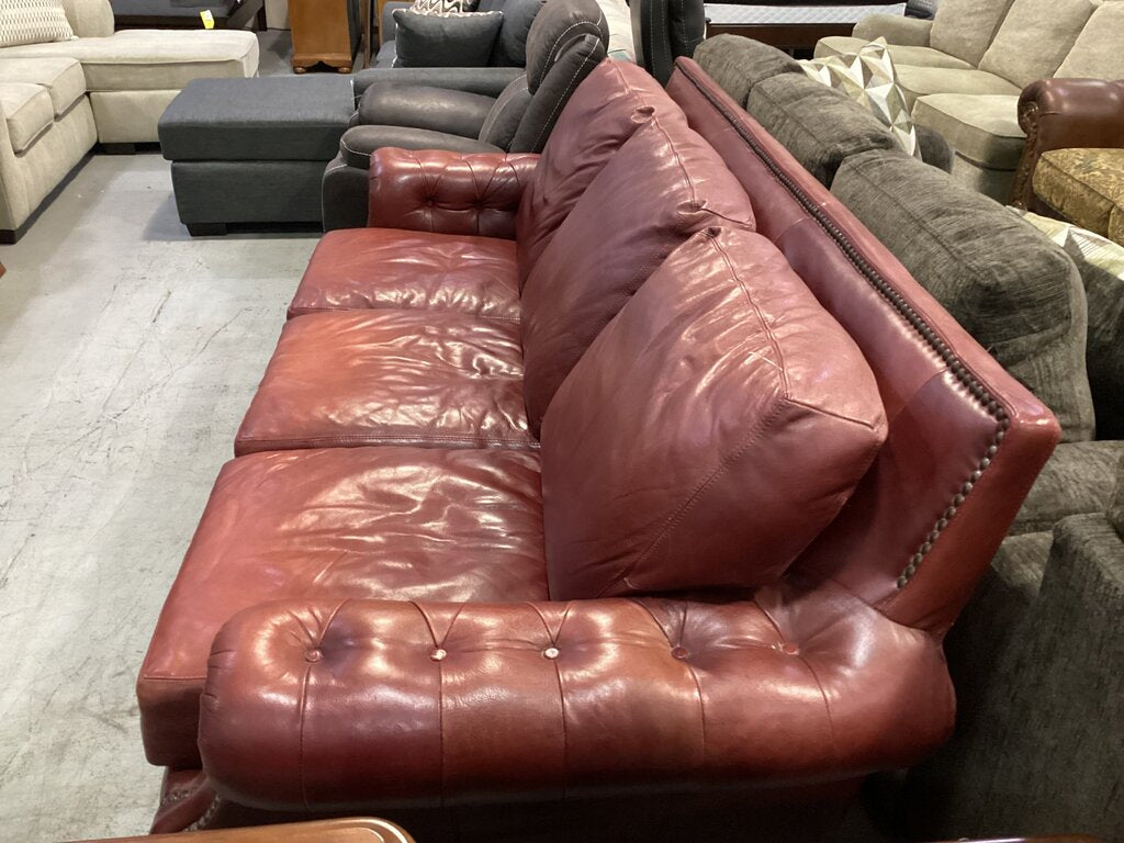 80867 Red Leather Sofa 90x34x35