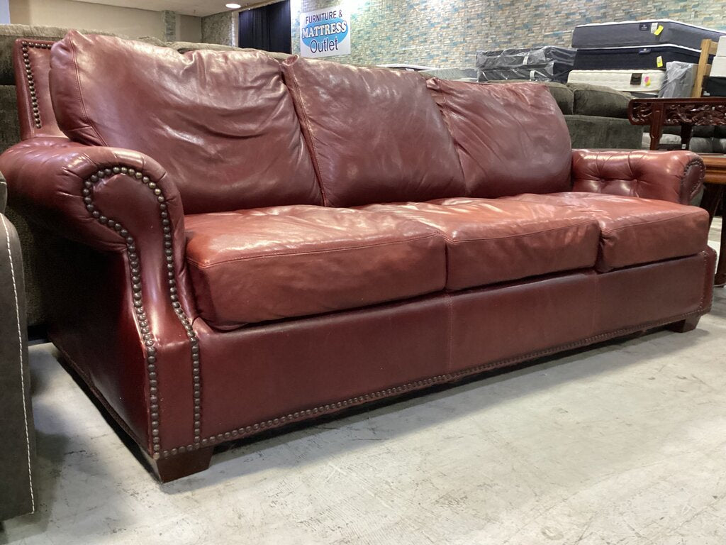 80867 Red Leather Sofa 90x34x35