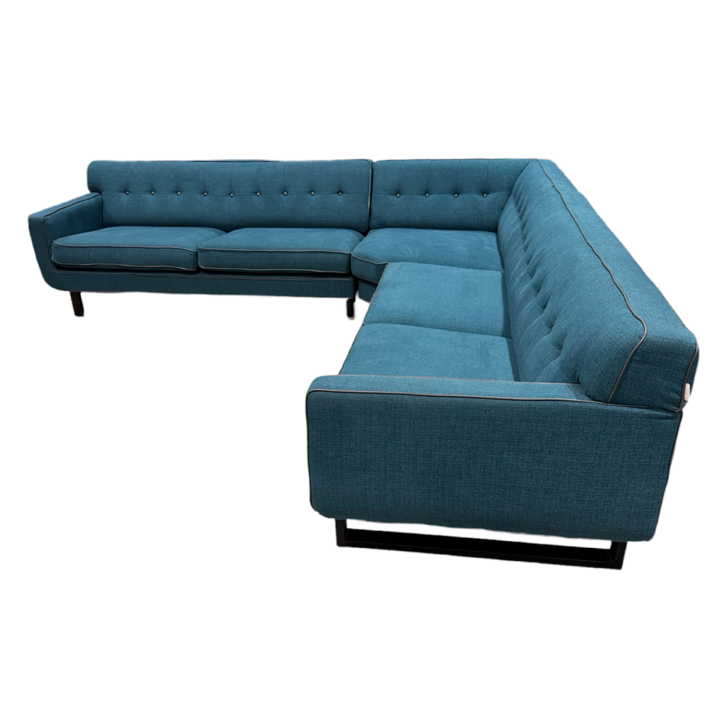 80940 - Boulevard Button Tufted Turquoise Sectional 115x115x30