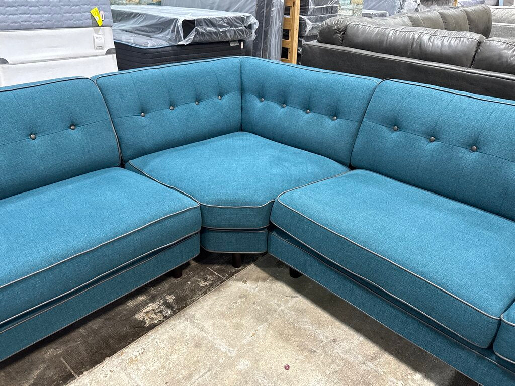 80940 - Boulevard Button Tufted Turquoise Sectional 115x115x30