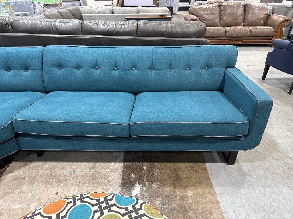 80940 - Boulevard Button Tufted Turquoise Sectional 115x115x30