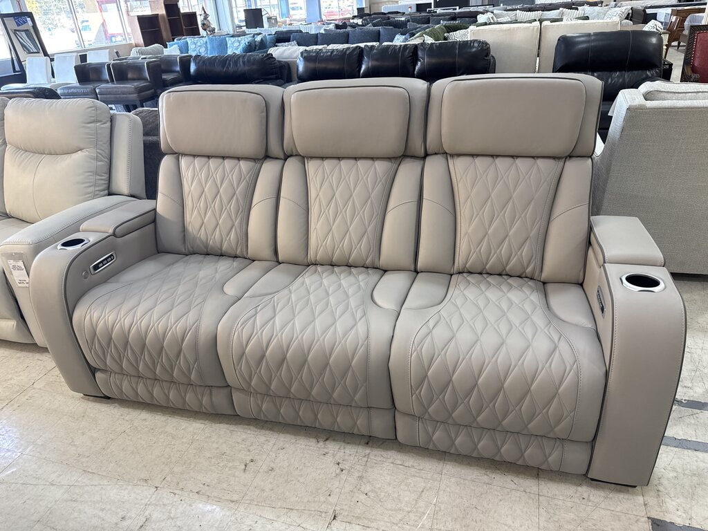 80956 - Ashley Boyington Gray Leather Power Reclining Sofa 86x40x45