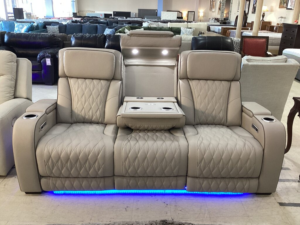 80956 - Ashley Boyington Gray Leather Power Reclining Sofa 86x40x45