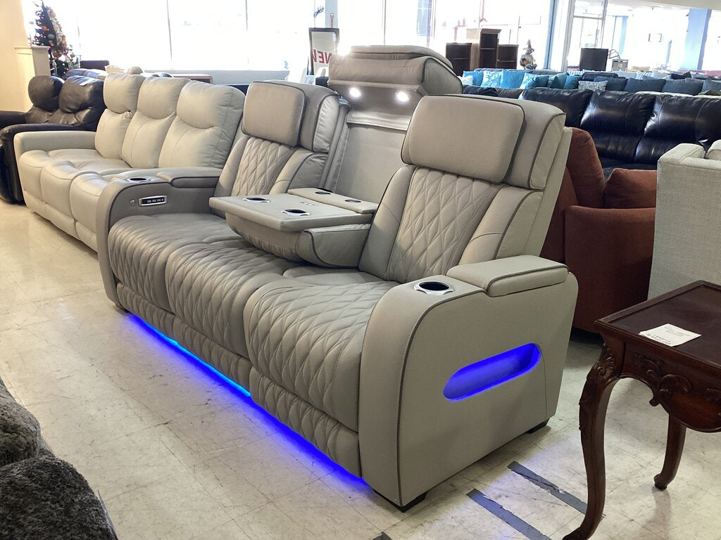 80956 - Ashley Boyington Gray Leather Power Reclining Sofa 86x40x45