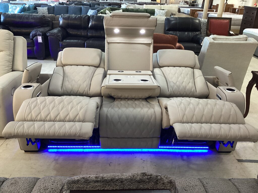 80956 - Ashley Boyington Gray Leather Power Reclining Sofa 86x40x45