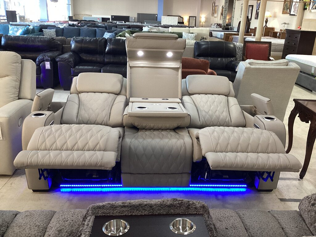 80956 - Ashley Boyington Gray Leather Power Reclining Sofa 86x40x45