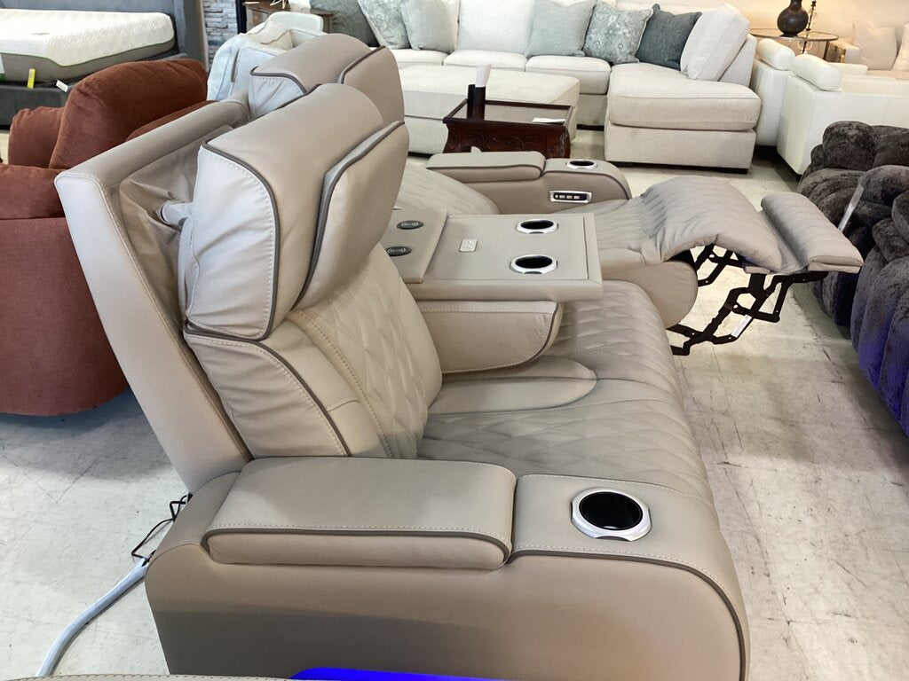 80956 - Ashley Boyington Gray Leather Power Reclining Sofa 86x40x45