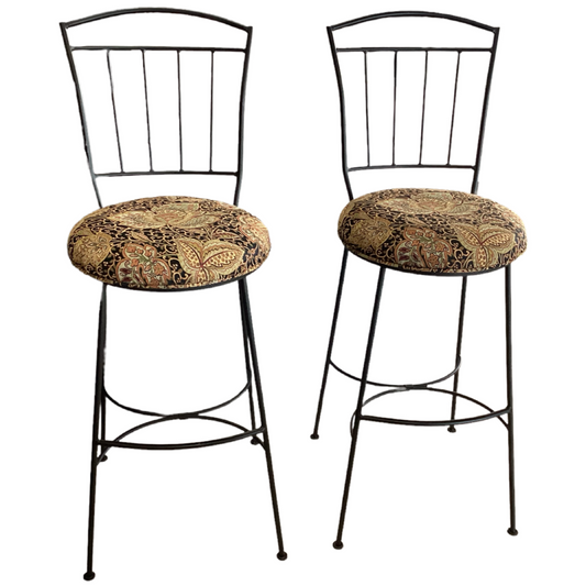 80955 - Pair of Wrought Iron Barstools 17x17x43