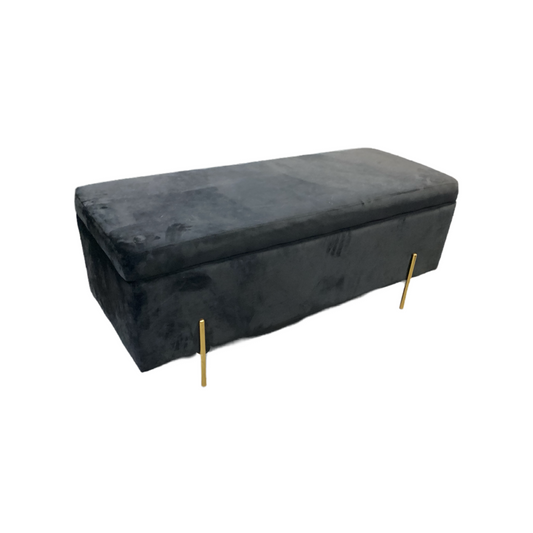 80966 (8530-2) Black Velvet Storage Ottoman Bench 45x18x18