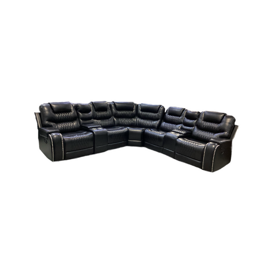 80972 Black 7pc Reclining Sectional 119x119x43