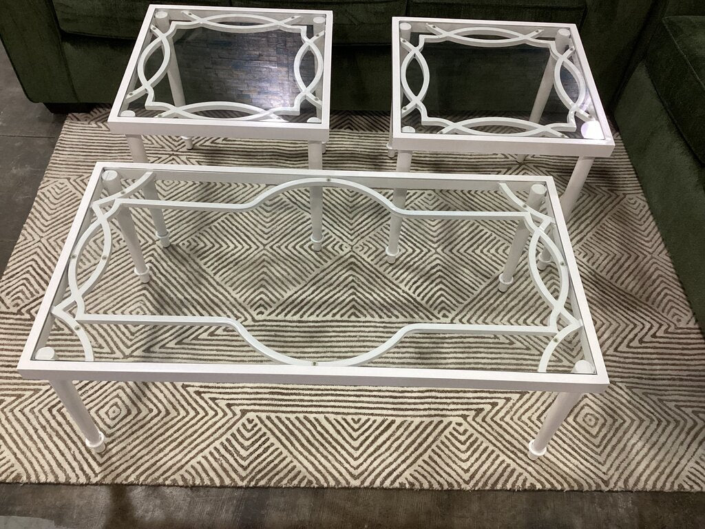 85012 - Hanover 3pc Patio Table Set (46x24x18)(22x22x21)