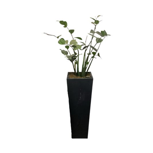 80943 (8524-27) Black 34in Planter w/Artificial Plant 12x12x60
