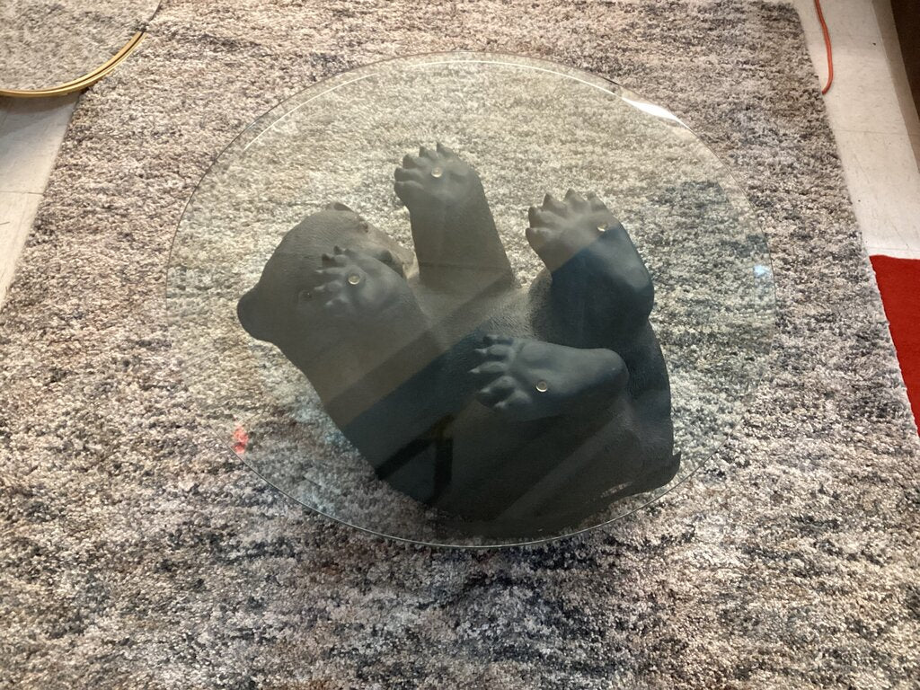 85065 - Black Bear Glass Top Coffee Table 28x17