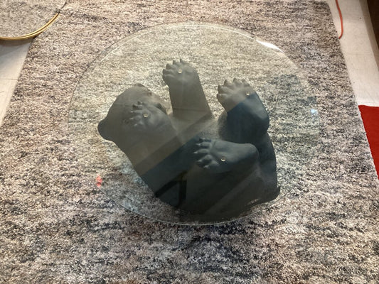 85065 - Black Bear Glass Top Coffee Table 28x17