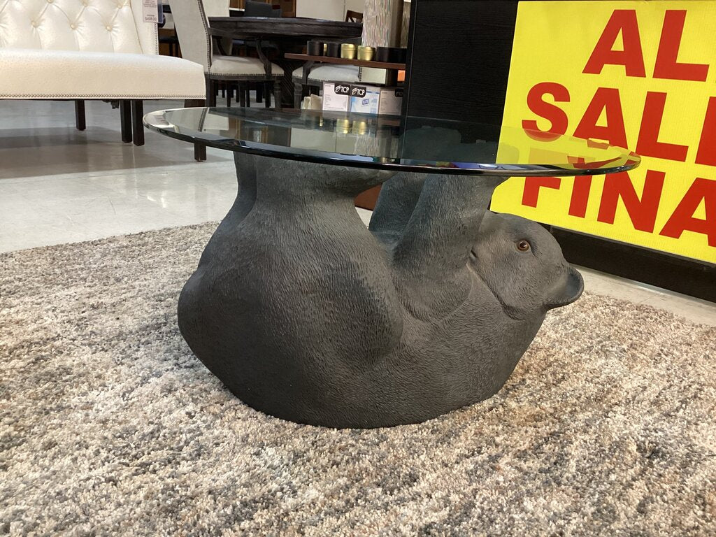 85065 - Black Bear Glass Top Coffee Table 28x17
