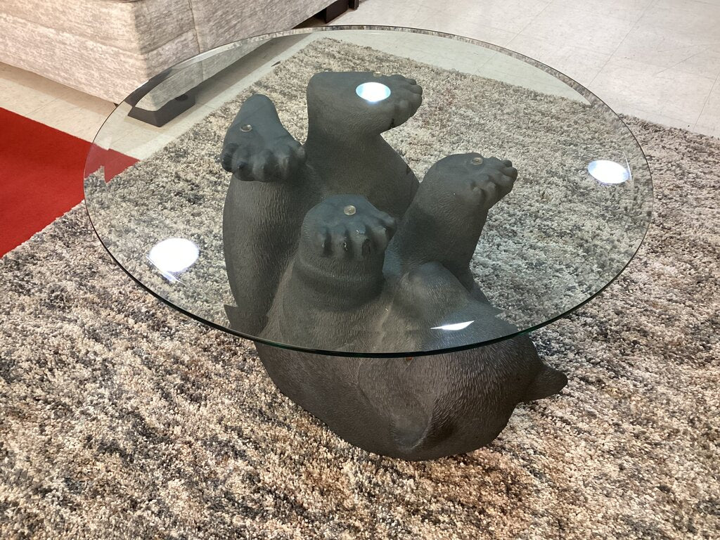 85065 - Black Bear Glass Top Coffee Table 28x17