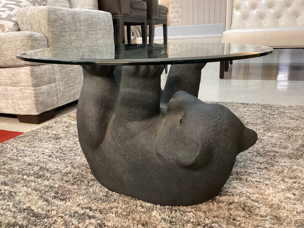 85065 - Black Bear Glass Top Coffee Table 28x17