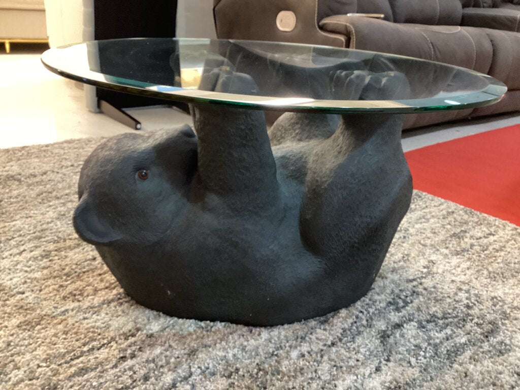 85065 - Black Bear Glass Top Coffee Table 28x17