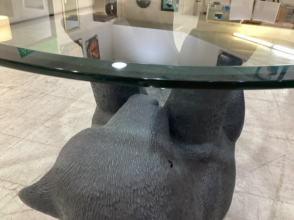 85065 - Black Bear Glass Top Coffee Table 28x17