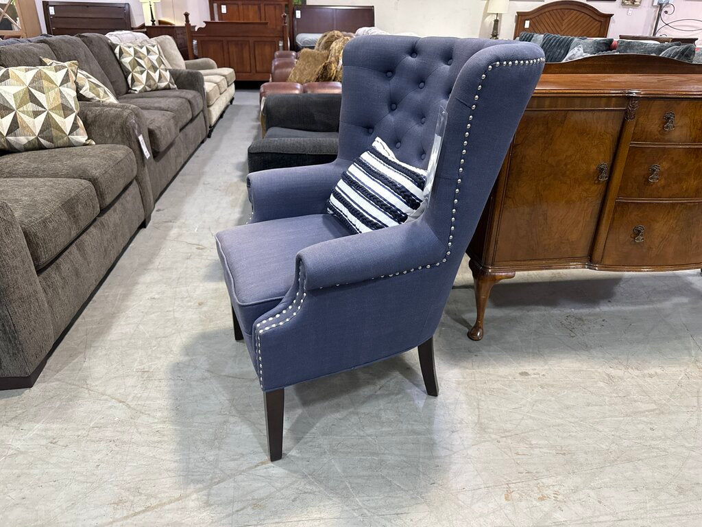 80886-B - Blue Nuance Interior Design Wingback Chair 32x36x31-34